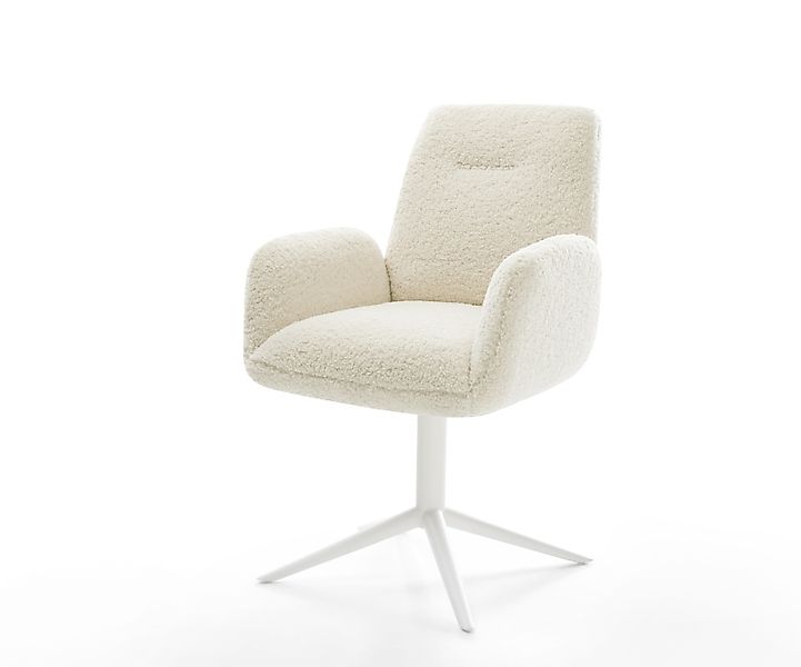 Drehstuhl Zoa-Flex Teddystoff Beige Fußkreuz Weiß 360° drehbar Wippfunktion günstig online kaufen