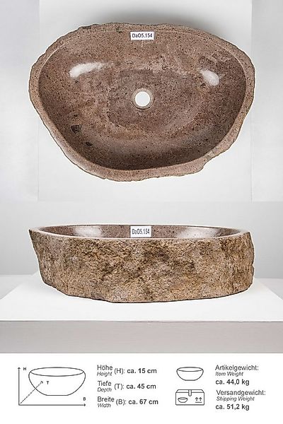 wohnfreuden Aufsatzwaschbecken Naturstein Waschbecken ca. 60 cm oval (Kein günstig online kaufen