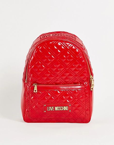 Love Moschino – Gesteppter Rucksack in Rot mit Logo günstig online kaufen