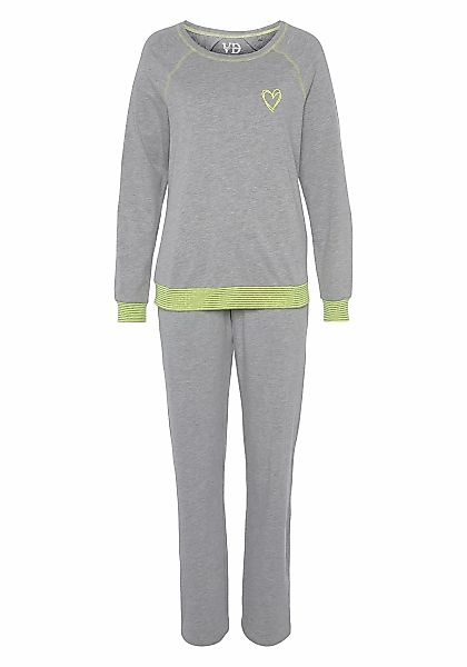 Vivance Dreams Pyjama, (2 tlg.), mit dekorativen Flatlock-Nähten in Neonfar günstig online kaufen