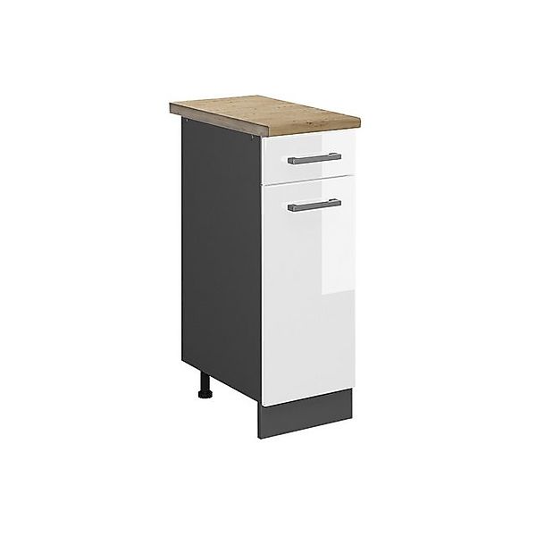 Vicco Küchenunterschrank R-Line Weiß Hochglanz/Anthrazit 30 cm AP Eiche günstig online kaufen