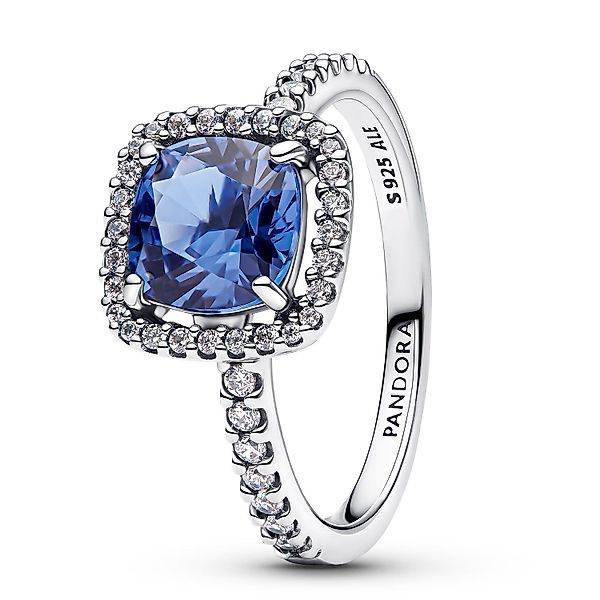 Pandora Silberring Silber Funkelndes Quadrat Blau günstig online kaufen