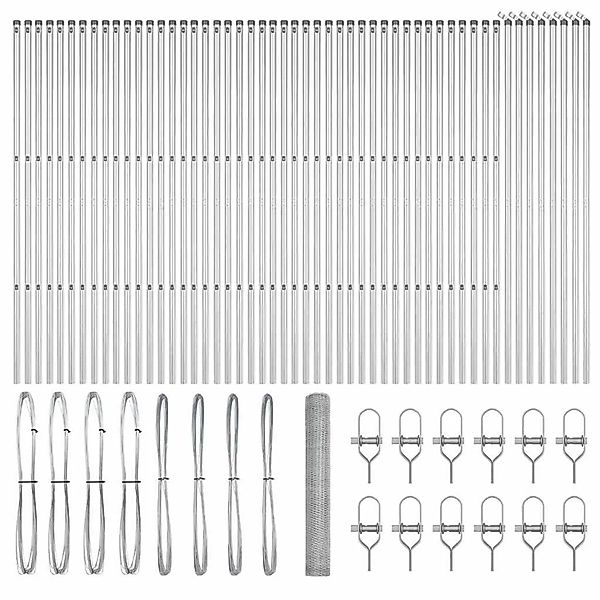 vidaXL Zaunpfosten Silber 100 x 1,2 m 25 mm Netz Stahl 3353030 günstig online kaufen