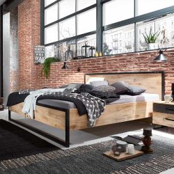 Doppel Bett im Industriestil Made in Germany 94 cm Kopfteil günstig online kaufen