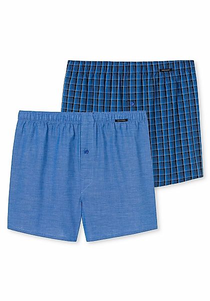 Schiesser 2-er Set Boxershorts Dunkelblau & Blau kariert günstig online kaufen