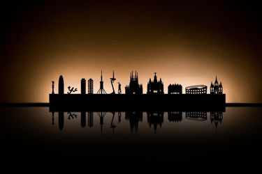 Radius Wanddekoobjekt Skyline Stadt Silhouette Wanddekoration günstig online kaufen