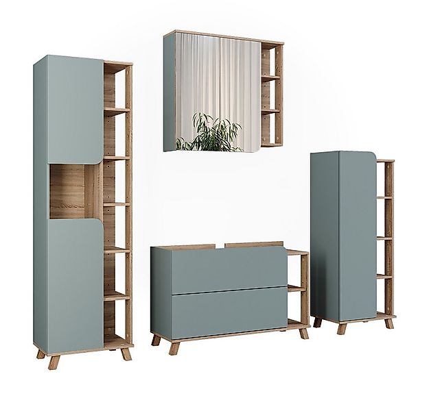 Vicco Badmöbel-Set Karen, Sonoma/Blau, 4 Teile, (4-St., 4er Set) günstig online kaufen