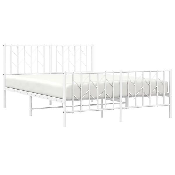 vidaXL Bettgestell mit Kopf- und Fußteil Metall Weiß 135x190 cm 374503 günstig online kaufen