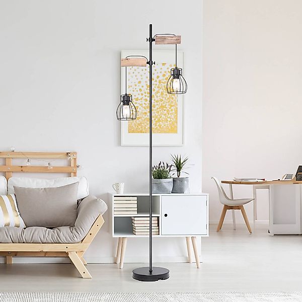 GLOBO LIGHTING Stehlampe »MINA« E27 1 Stk. Stehleuchte, Wohnzimmer, Holz, D günstig online kaufen