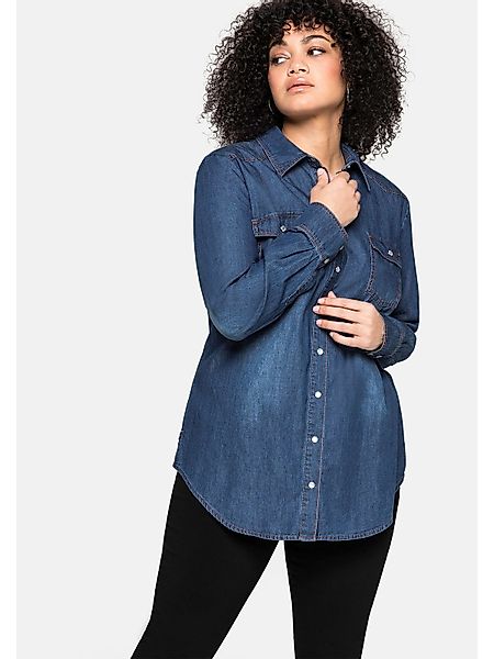 Sheego Jeansbluse Große Größen mit Knopfleiste günstig online kaufen