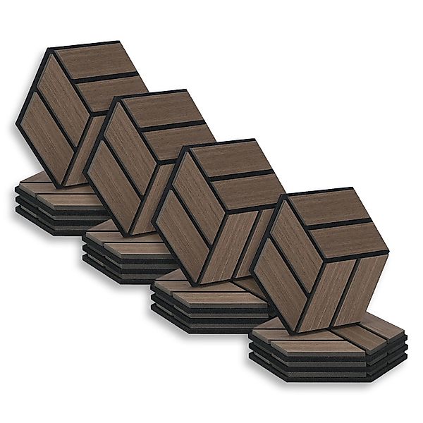Homestyle4u Akustikpaneele 30 x 26 cm 16 Stück Braun Hexagon Wandpaneele Ho günstig online kaufen