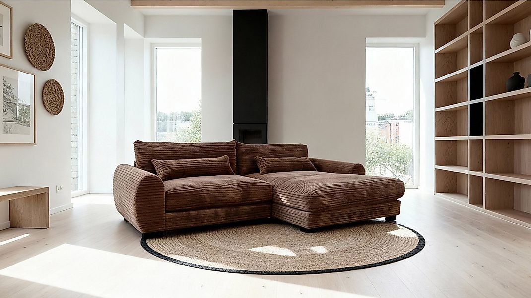 Massivart® Ecksofa Cord / 265 cm breit / Cordsofa mit Nosagfederung / MARK, günstig online kaufen