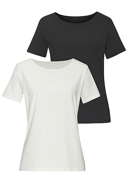 LASCANA T-Shirt mit Rundhals-Ausschnitt (2er-Pack) aus günstig online kaufen
