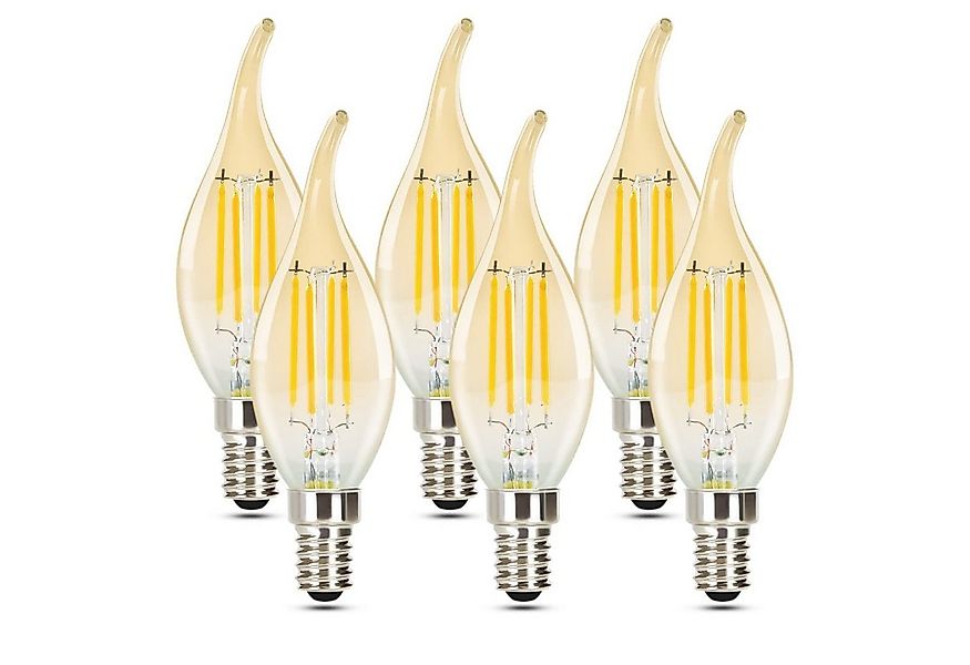 Nettlife LED-Leuchtmittel 6 Stück E14 2700K kerze Birne 4W Filament Retro E günstig online kaufen