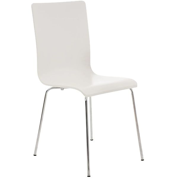 DELUKE Besucherstuhl PEPE 87x43x47cm Weiß Holz Metall In Chromoptik Gestell günstig online kaufen