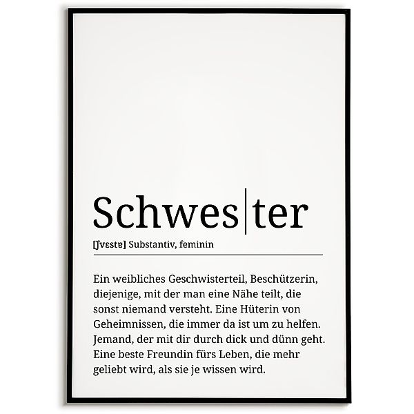 Tigerlino Poster Schwester Definition - Geburtstag günstig online kaufen