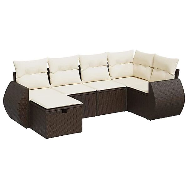 vidaXL 6-Tlg Garten-Sofagarnitur mit Kissen Braun Poly Rattan 3325589 günstig online kaufen