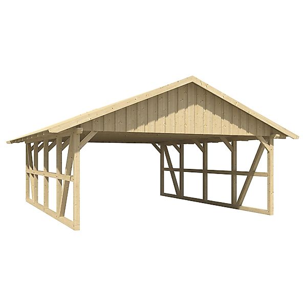 Skan Holz Carport Schwarzwald mit  Dachschalung 684 x 772 cm Natur günstig online kaufen