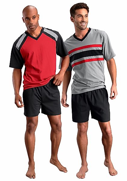 le jogger Pyjama, (Packung, 4 tlg., 2 Stück), kurzer Schlafanzug mit V-Ausc günstig online kaufen