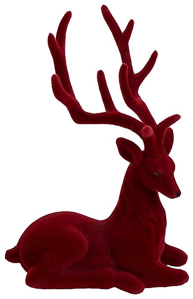 finehomegarden Dekofigur Hirsch Rentier dunkelrot beflockt günstig online kaufen