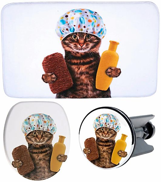 Sanilo Badaccessoire-Set "Shower Cat", (3 tlg.), bestehend aus WC-Sitz, Bad günstig online kaufen
