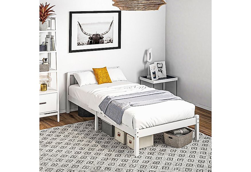 HOMCOM Bettgestell aus Kiefernholz mit Kopfteil, Lattenrost und 23cm Staura günstig online kaufen