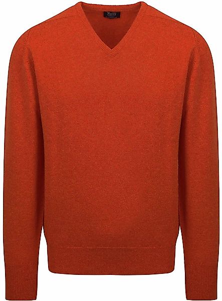 William Lockie V-Auschnitt Pullover Lammwolle Ember Orange - Größe XXL günstig online kaufen