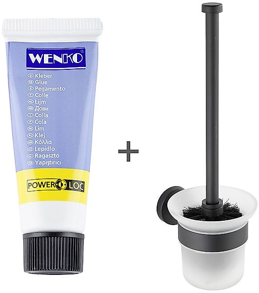 WENKO WC-Garnitur "Modell Bosio" inkl. Kleber, zur Wandbefestigung ohne Boh günstig online kaufen