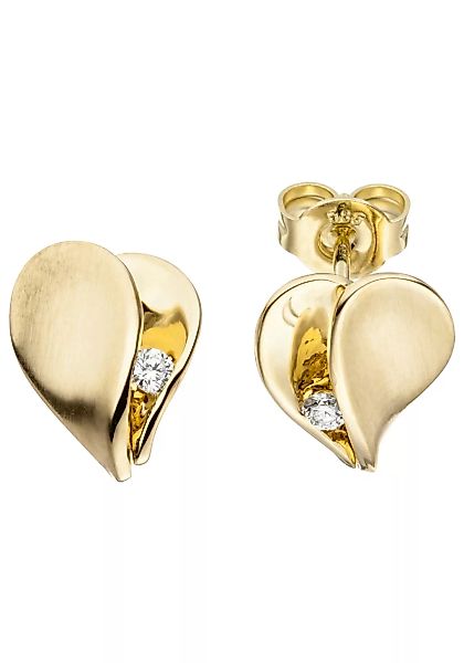JOBO Paar Ohrstecker, Herz 585 Gold mit 2 Diamanten günstig online kaufen