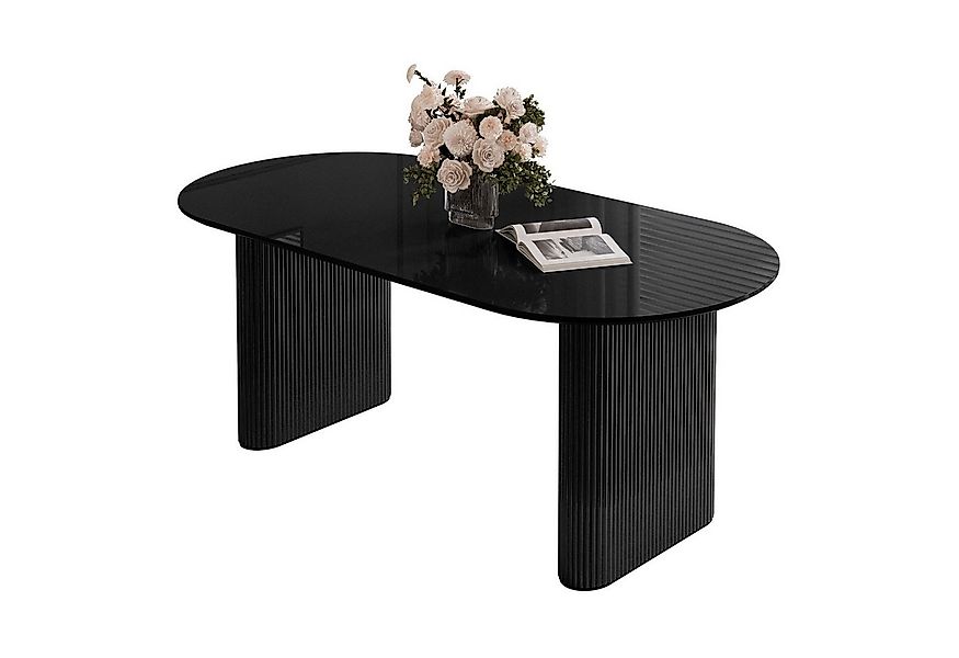 Lookway Esstisch OVI Tisch mit geriffeltem Gestell Hochglanz (1x Tisch), Br günstig online kaufen