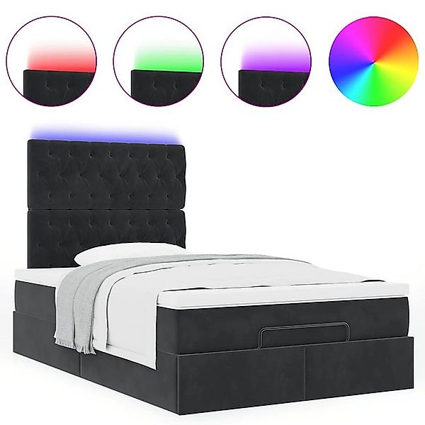 vidaXL Bett Ottoman-Bett mit Matratze & LEDs Schwarz 120x190 cm Stoff günstig online kaufen