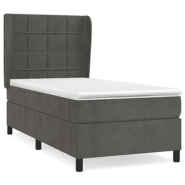 vidaXL Boxspringbett, Boxbett mit Matratze Dunkelgrau 80x200 cm Samt günstig online kaufen