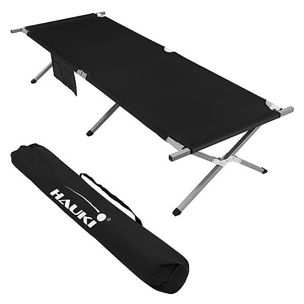 Hauki Campingbett Klappbar Schwarz 210x83x46 cm XL Feldbett mit Tragetasche günstig online kaufen