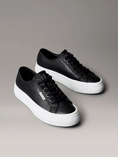 Calvin Klein Jeans Plateausneaker "VULC FLATF LACE UP LTH CK", Schnürschuh, günstig online kaufen