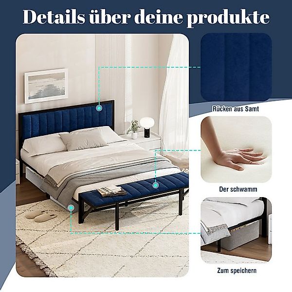 Celya Polsterbett Doppelbett mit Endbank (klappbar), Samtstoff (Bett für Er günstig online kaufen