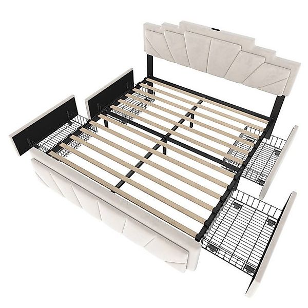 Odikalo Stauraumbett Polsterbett Doppelbett Jugendbett mit USB Höhenverstel günstig online kaufen