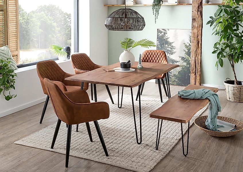 Home affaire Esstisch "Soho", mit vollmassiver Akazienholzplatte mit Baumka günstig online kaufen