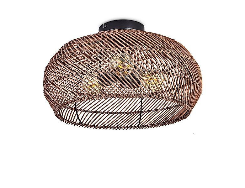 hofstein Deckenleuchte moderne Deckenlampe aus Metall/Rattan in Schwarz/Dun günstig online kaufen