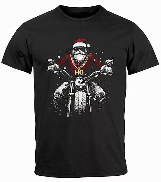 Neverless Print-Shirt Herren T-Shirt Weihnachten Santa Biker Style Motorrad günstig online kaufen