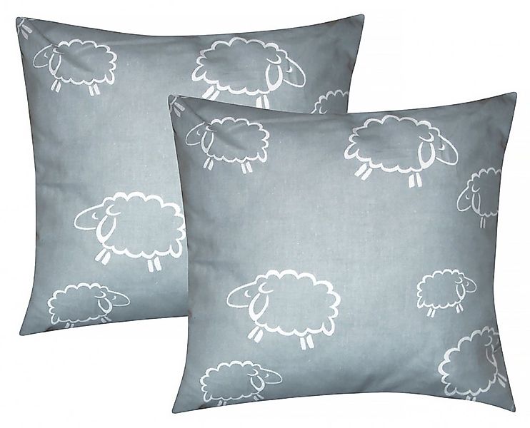 Heubergshop Kissenbezüge, (2 Stück), 2er Set 40x40cm Schafe Grau Weiß Kisse günstig online kaufen