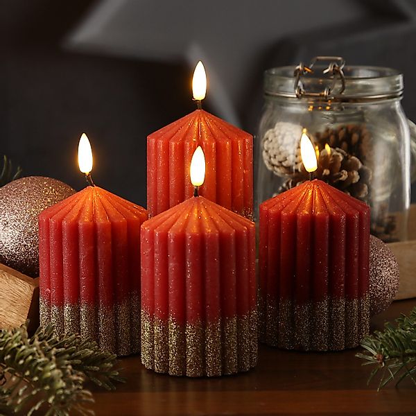 MARELIDA LED-Kerze Liv Echtwachs gerillt mit günstig online kaufen