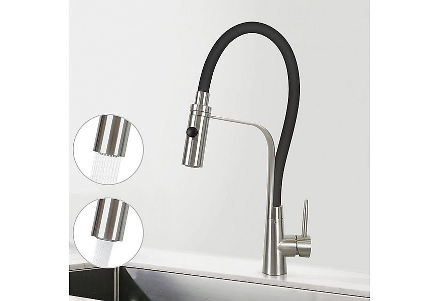ZMH Küchenarmatur Wasserhahn Schwarz - Armatur mit Brause 360°Schwenkbarer günstig online kaufen