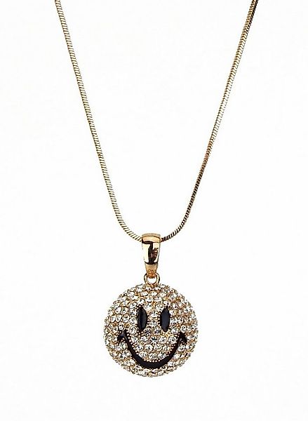Ella Jonte Kette mit Anhänger, lange gold Glitzer Kette mit Emoji Strass An günstig online kaufen