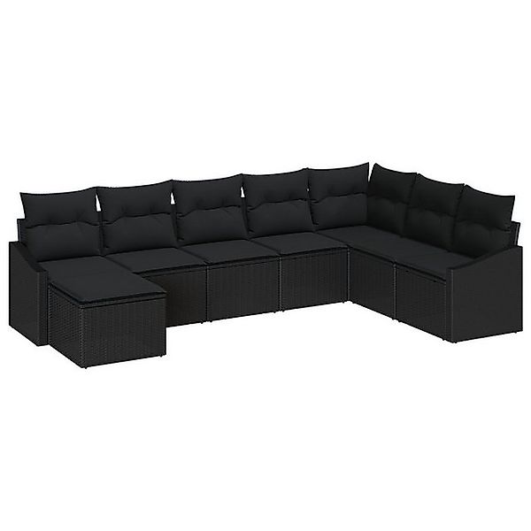vidaXL Loungesofa 8-tlg. Garten-Sofagarnitur mit Kissen Schwarz Poly Rattan günstig online kaufen