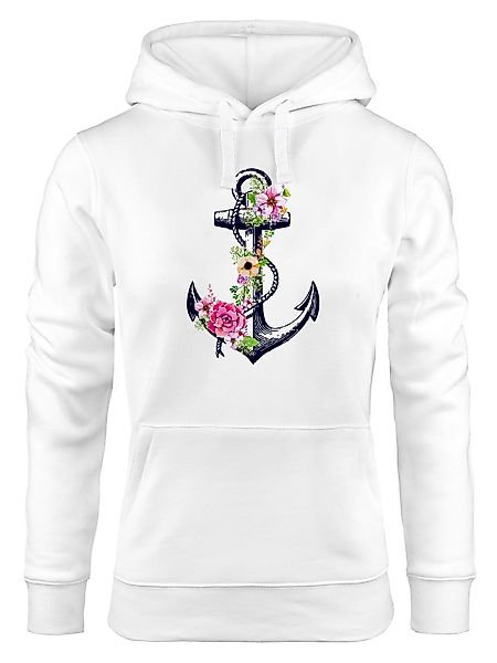 Neverless Hoodie Damen Hoodie Anker Blumen günstig online kaufen