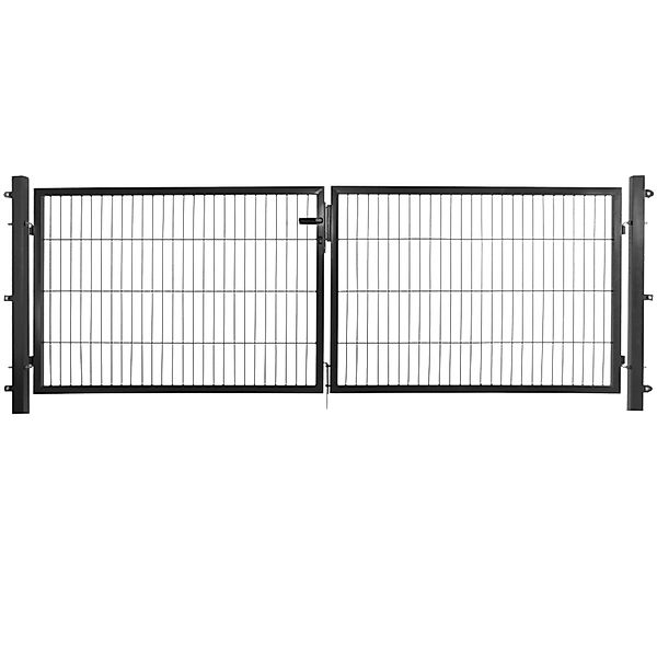 Doppeltor Basic für Doppelstabmattenzaun Anthrazit 300 cm x 100 cm günstig online kaufen