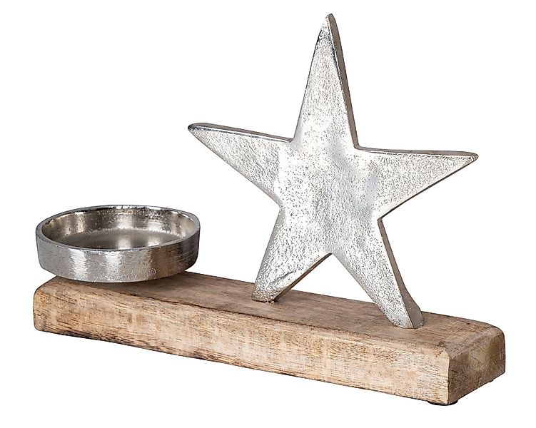 Levandeo® Deko-Schriftzug, Kerzenhalter Stern 23x15cm Metall günstig online kaufen