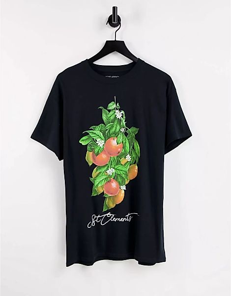 Night Addict – T-Shirt mit Orangen-Print in Schwarz günstig online kaufen