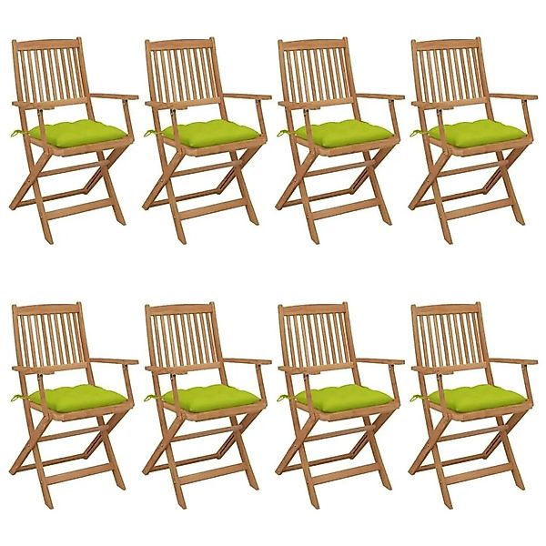 vidaXL Klappbare Gartenstühle 8 Stk mit Kissen Massivholz Akazie 3074993 günstig online kaufen