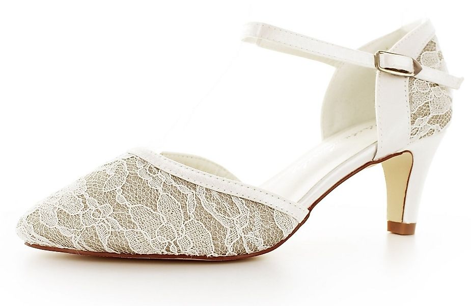 White Lady 879 ivory-champagner - Brautpumps aus Spitze und Glitter Slingpu günstig online kaufen